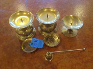 lot 8 image: Solid brass Pilar candle holders an...