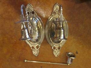 lot 11 image: Pair of wall mount solid brass cand...