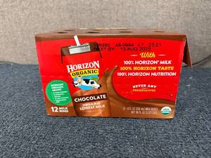 lot 168 image: 12 Pack of Horzin Organic Lowfat Chocolate Milk