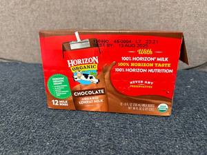 lot 169 image: 12 Pack of Horzin Organic Lowfat Chocolate Milk