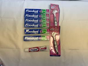 lot 42 image: 6 Tubes Fixodent Plus,1 Poligrip & 2 Brushes