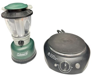 lot 37 image: Coleman LED Lantern  GE Portable Electric Burner Bundle