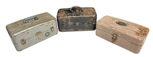 lot 34 image: Vintage Metal Tackle Boxes (3)