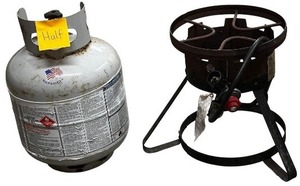 lot 142 image: Propane Tank and High-Pressure Propane Burner