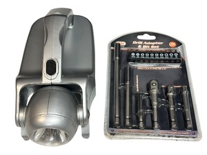 lot 075 image: Multi-Tool Flashlight Kit  Drill Adapter & Bit Set Bundle