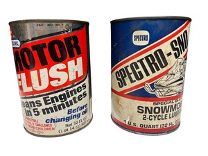 lot 115 image: TwoVintage Cans of Gunk Motor Flush  Spectro-Sno Snowmobile 2-Cycle Lubricant