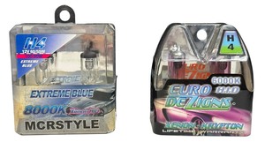 lot 085 image: Euro Dezigns Xenon Krypton H4 Light Bulbs 6000K8000K (2)