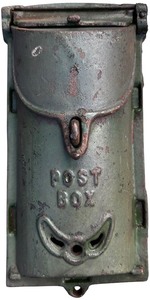 lot 230 image: Antique Griswold Cast Iron Mailbox, patented in 1889