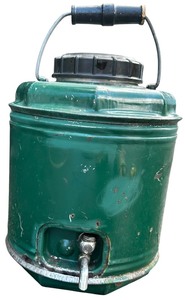 lot 229 image: vintageantique one-gallon steel insulated jug with a porcelain-lined interior and a spigot