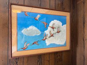 lot 261 image: Framed Artwork of Pheasants in Flight by R.H. Perrizo 36x26 Inches