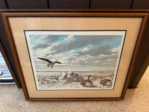 lot 274 image: Framed Limited Edition J.S. Wilson Goose Hunting Print 419650 (1984)