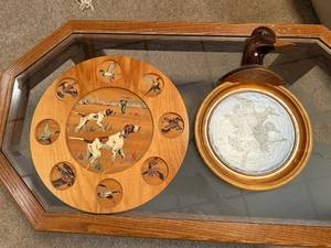 lot 282 image: Set of 2 Handcrafted Wildlife Wall Art Plaques with Dog, Bird, and Duck Motifs