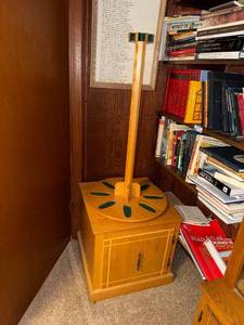lot 296 image: Wooden Rotating Gun Stand with Storage Cabinet