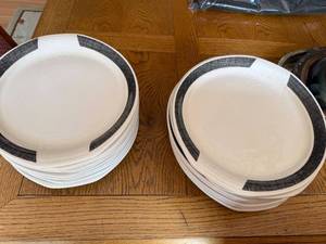 lot 368 image: Set of 21 Vintage Syracuse China Plates Black and White Pattern