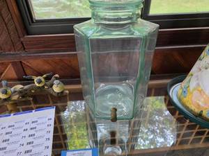 lot 63 image: Glass Beverage Dispenser with Spigot, Hexagonal, Made in Italy