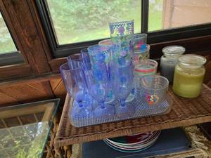 lot 67 image: Set of 12 Assorted Colorful Drinking Glasses and Tumblers