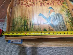 lot 73 image: Decorative Serving Tray and Colorful Basketware Lot