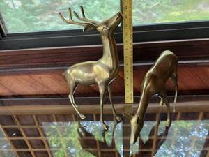 lot 80 image: Pair of Vintage Solid Brass Deer Figurines