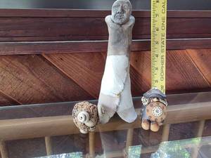 lot 83 image: Set of 3 Unique Artisan Clay Sculptures Signed Robert