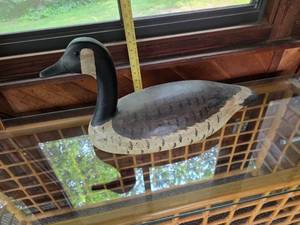 lot 87 image: Hand-Carved Wooden Canada Goose Decoy Signed PB
