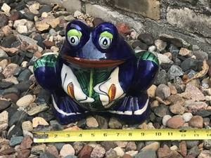 lot 21 image: Ceramic Frog Planter with Hand-Painted Floral Design