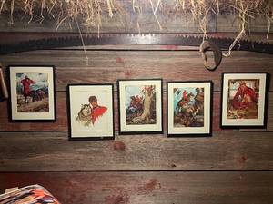 lot 47 image: Set of 5 Arnold Friberg Canadian Mountie Art Prints in Frames