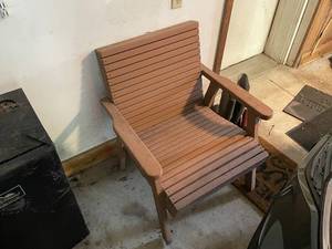lot 223 image: Wooden Slat Outdoor Arm Chair