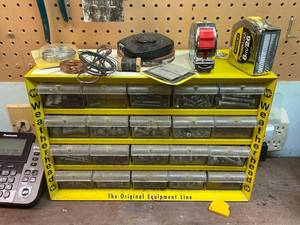 lot 236 image: Weatherhead Yellow Storage Cabinet with Assorted Hardware