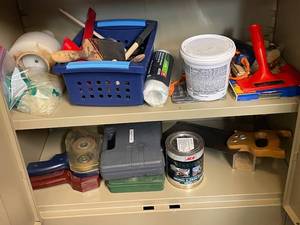 lot 253 image: Assorted Painting Tools, Tape Dispensers, Paint Supplies and Stain Set