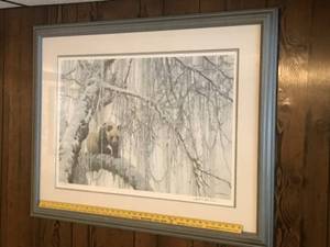lot 267 image: Framed Wildlife Art Print Featuring Bear in Snow by Robert Bateman