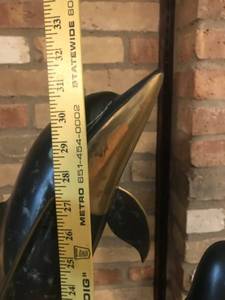 San Pacific Intl Dolphin Bronze Sculpture with Marble Base, 29 Inch