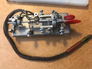 lot 287 image: Set of 2 Morse Code Telegraph Keys VIBROPLEX and Vintage Steel Paddle