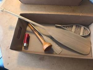 lot 289 image: Collection of Miniature Decorative Canoe Paddles and Accessories