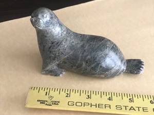 lot 298 image: Carved Stone Seal Figurine Signed by Eddie Omnik