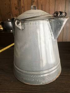 lot 331 image: Vintage Gray Enamelware Coffee Pot with Lid