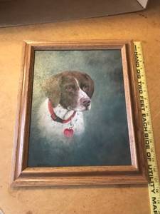 lot 348 image: Framed Dog Portrait Painting Signed by Artist