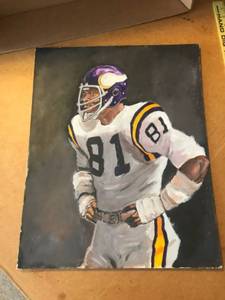 lot 349 image: Original Painting of Minnesota Vikings Football Player Number 81