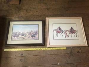 lot 406 image: Pair of Framed Wildlife Art Prints with Wooden Frames