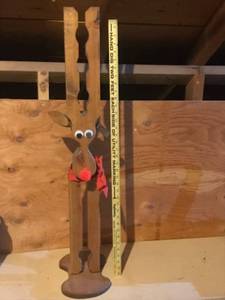 lot 417 image: Handcrafted Wooden Reindeer Holiday Decor
