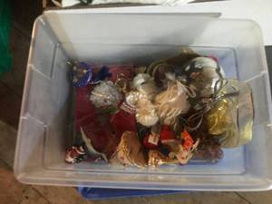 lot 420 image: Large Collection of Holiday and Christmas Decorations in Storage Totes