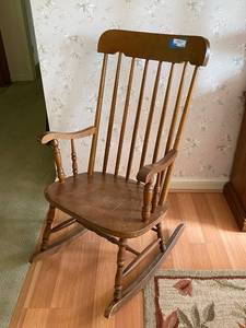 lot 143 image: Classic Wooden Rocking Chair with Spindle Back
