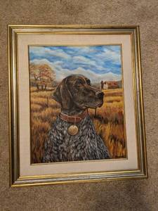 lot 313 image: Framed R. Neumann Dog Portrait Oil Painting
