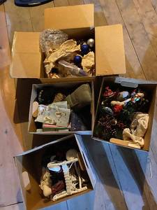 lot 423 image: Lot of 4 Boxes of Assorted Holiday Ornaments and Decorations