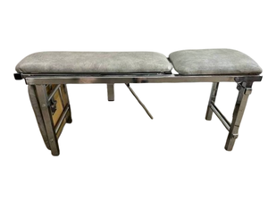 lot 51 image: PHYSICAL THERAPY MULTI-PURPOSE PULLEY BENCH  Stainless Steel, Adjustable Backrest & Durable, Easy-to-Clean Upholstery -Good Condition