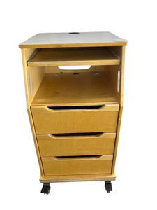 lot 11 image: Computer Standing Desk with 3-Drawer Supply Storage - Keyboard Tray, Good Space for Monitor, Ergonomic - Great Condition