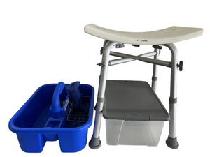 lot 40 image: Bath Shower Chair, Toiletries Basket, Storage Bin - Great Condition