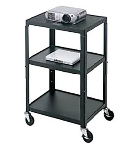 lot 17 image: Bretford Adjustable Mobile Cart - Reinforced Shelves, Stable Locking Casters - 24w x 18d x 42h Good Condition - Needs Clean Up Contents Not Included