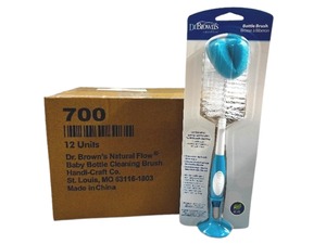 lot 7C image: 1 Case (12 each) NEW Dr. Browns Natural Flow Baby Cleaning Brush - Grooved, No-Slip Handle and Combination Sponge, Easy Cleaning of Bottles