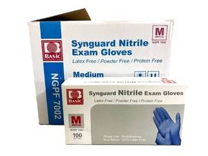 MSRP $120 = 1 Case (1000 each) NEW Basic NGPF 7002 Synguard Latex-Free Powder-Free Protein-Free Nitrile Exam Gloves - Size Medium
