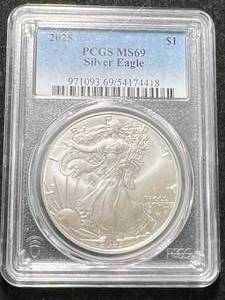 lot 56 image: 2025 AMERICAN SILVER EAGLE PCGS MS69